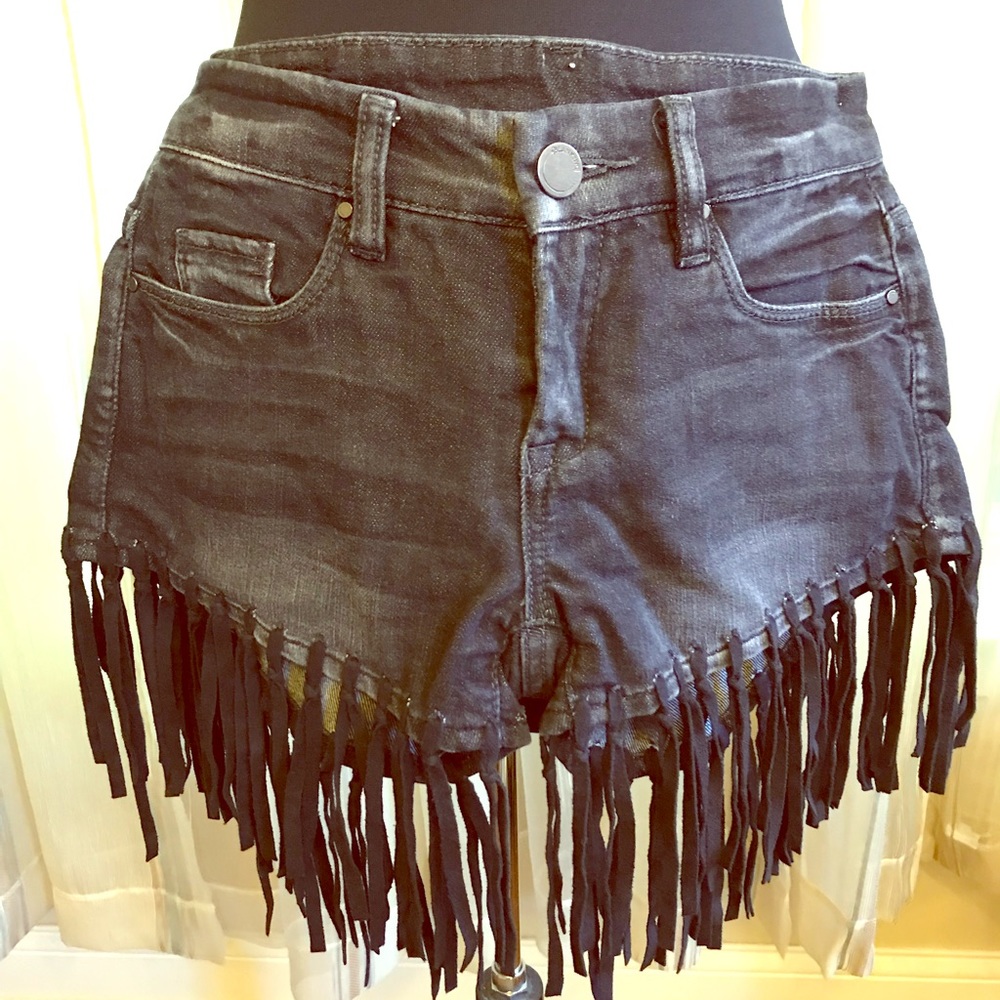 Blank NYC black fringe shorts